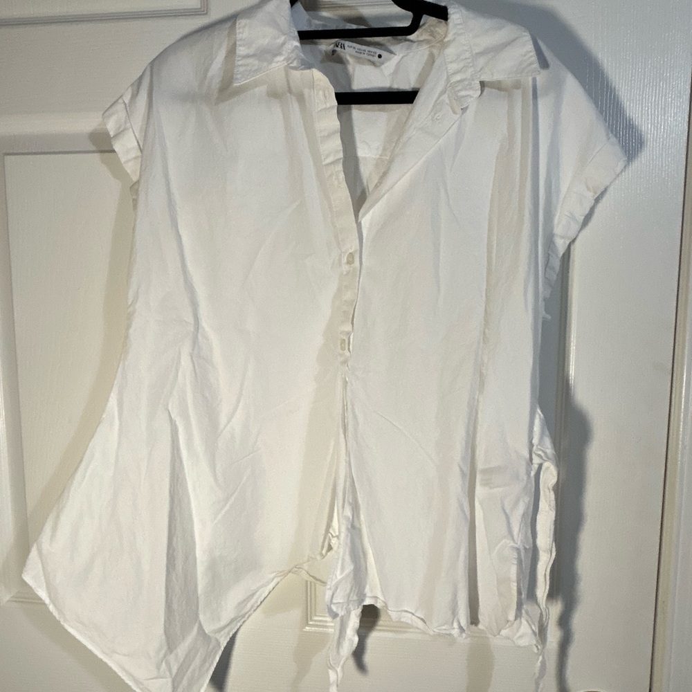 Zara White Button-Down Women Top